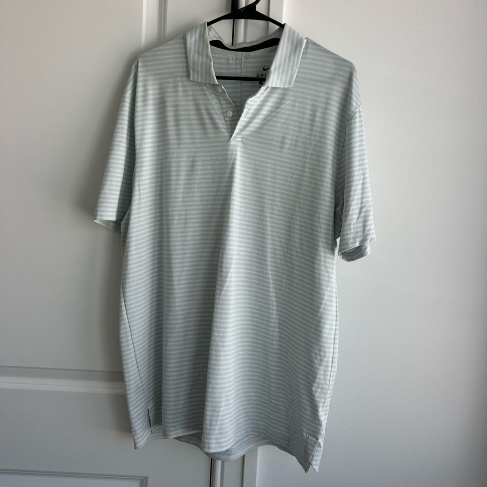 Nike Tiger Woods Men's Polo Shirt - Light Gray Stripes